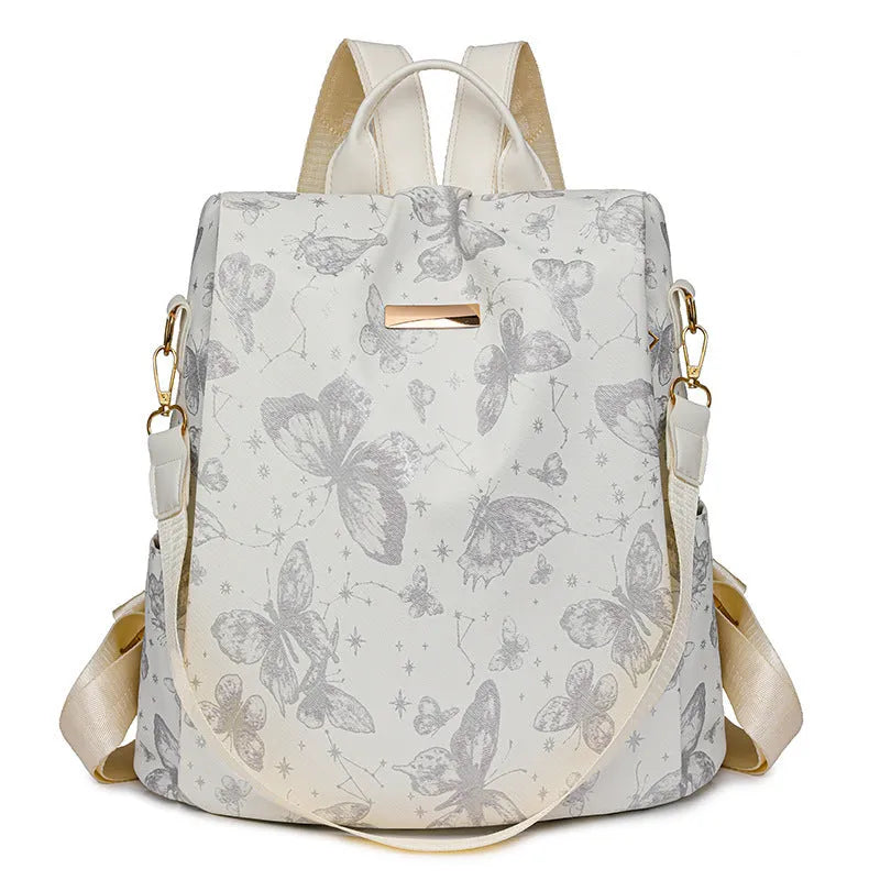 Large capacity butterfly printed backpack in multiple colours with physiological curve backplane