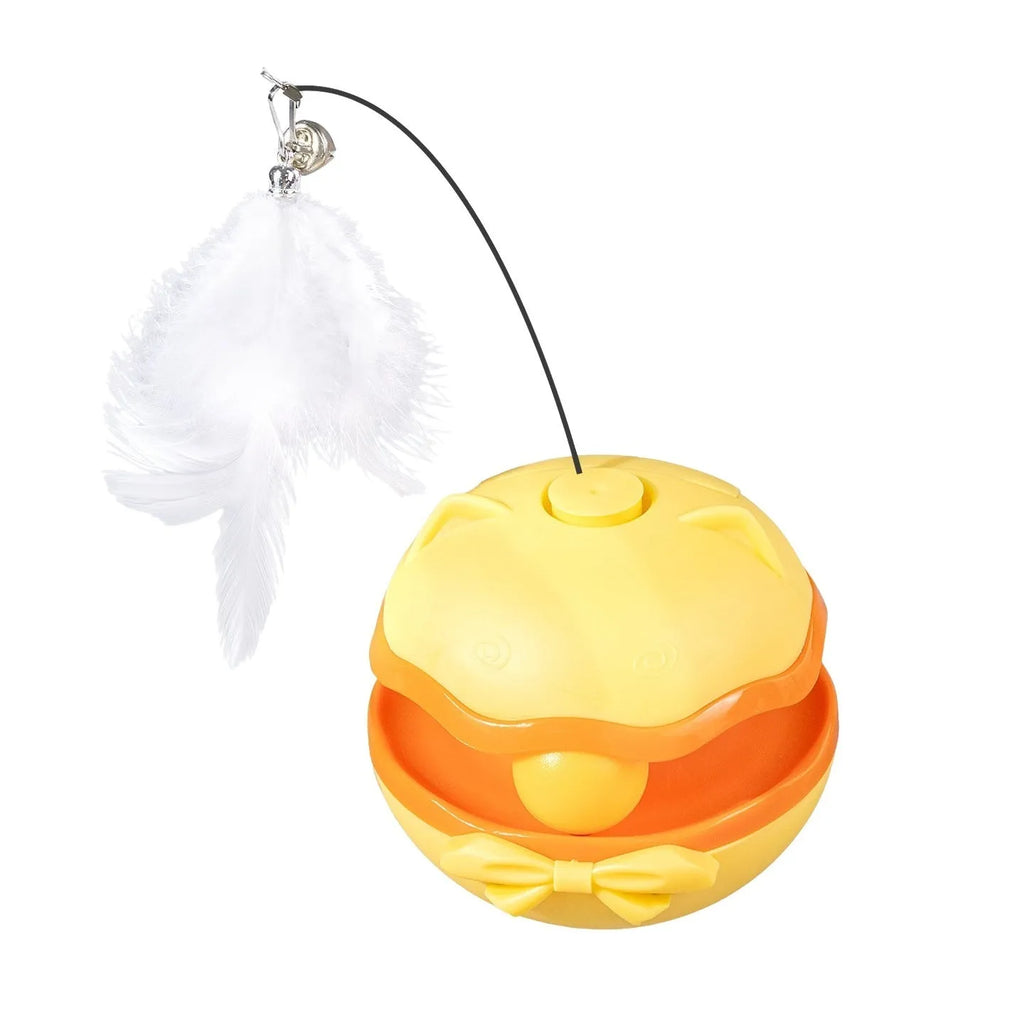 Electric cat toy tumbler with rotating teaser stick in multiple colour options