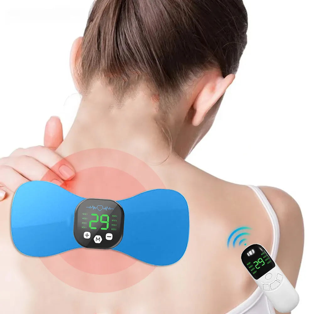 Cervical pulse massage pad EMS portable rechargeable with blue colour option for travel and home use