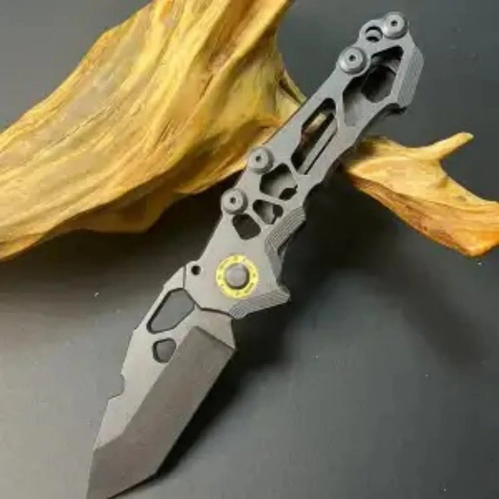 D2 steel folding knife with 9cm blade and 120mm handle for outdoor camping and hiking