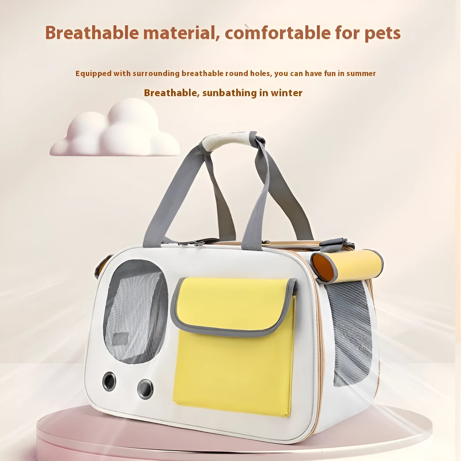 Foldable canvas pet carrier backpack for cats and small dogs in yellow, green, or black colours