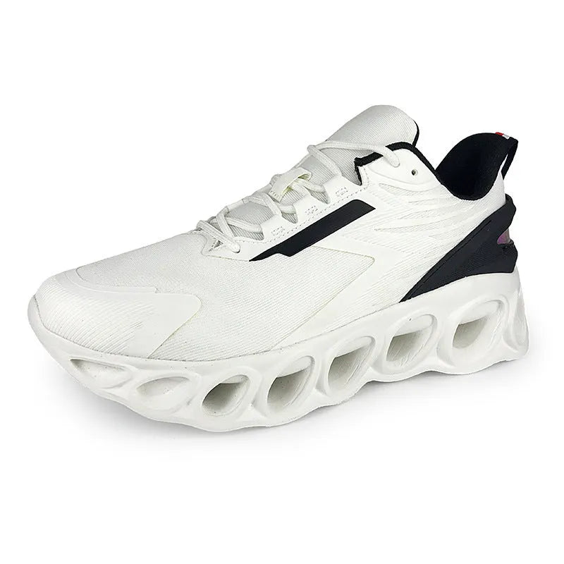 Men's breathable mesh casual shoes with EVA sole in black, white, or dark blue colour options