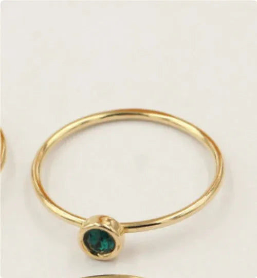 Women's 14K gilded copper knuckle ring with zircon stones in multiple colours