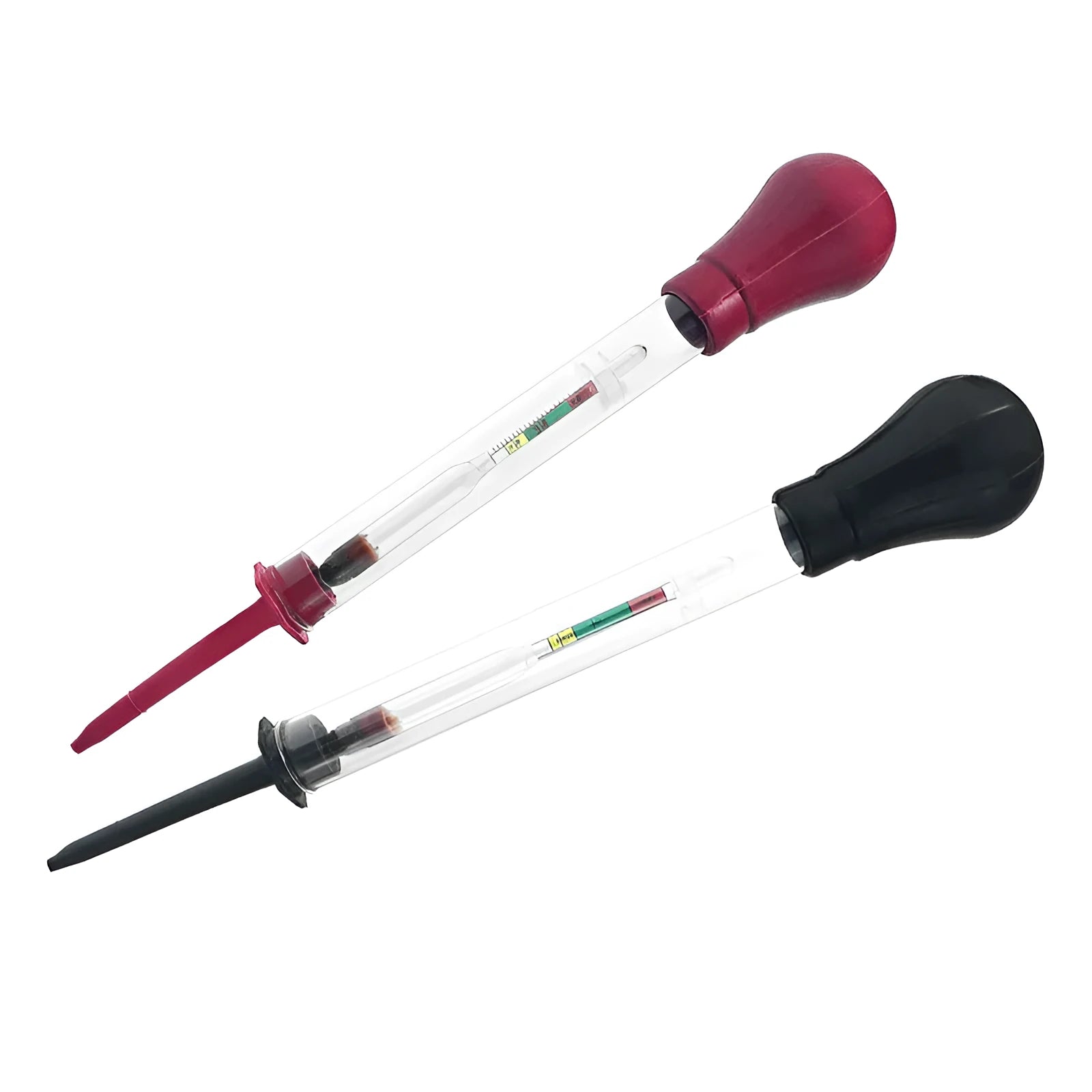 Red and black suction-type electrohydraulic hydrometer for battery electrolyte testing