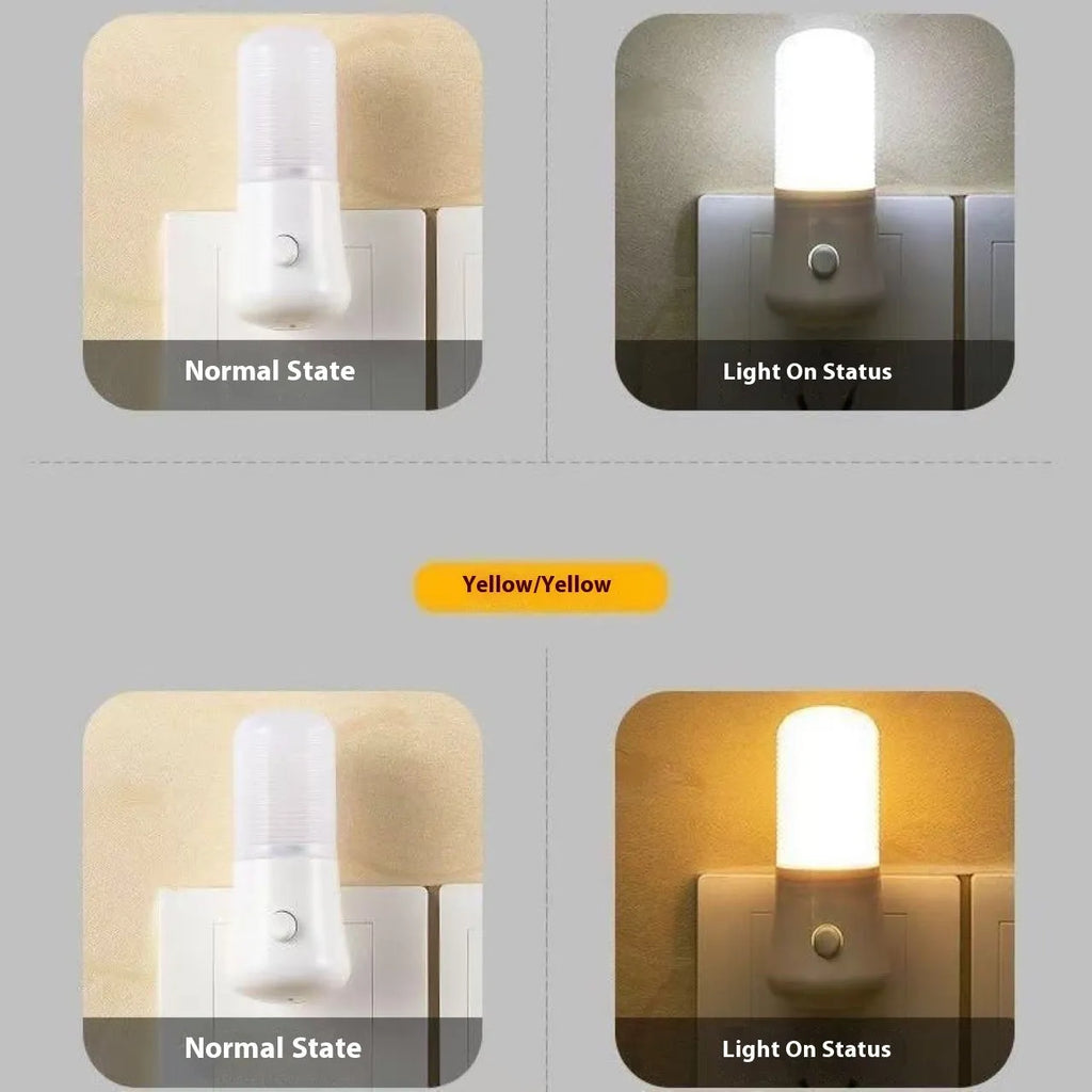 Modern minimalist plug-in night light with square 6.5cm design and dual light options