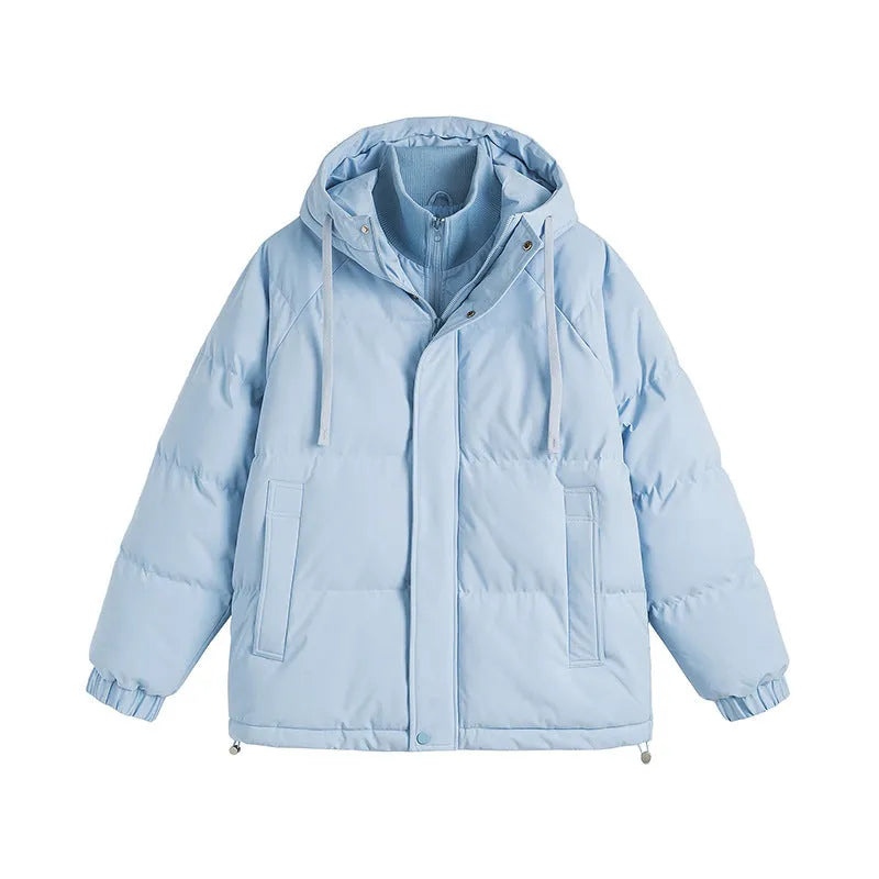 Loose fit padded winter jacket in a solid colour with side seam pockets.