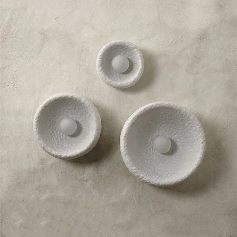 Japanese minimalist wall lamp with round resin shade in 20cm, 26cm or 32cm diameter sizes