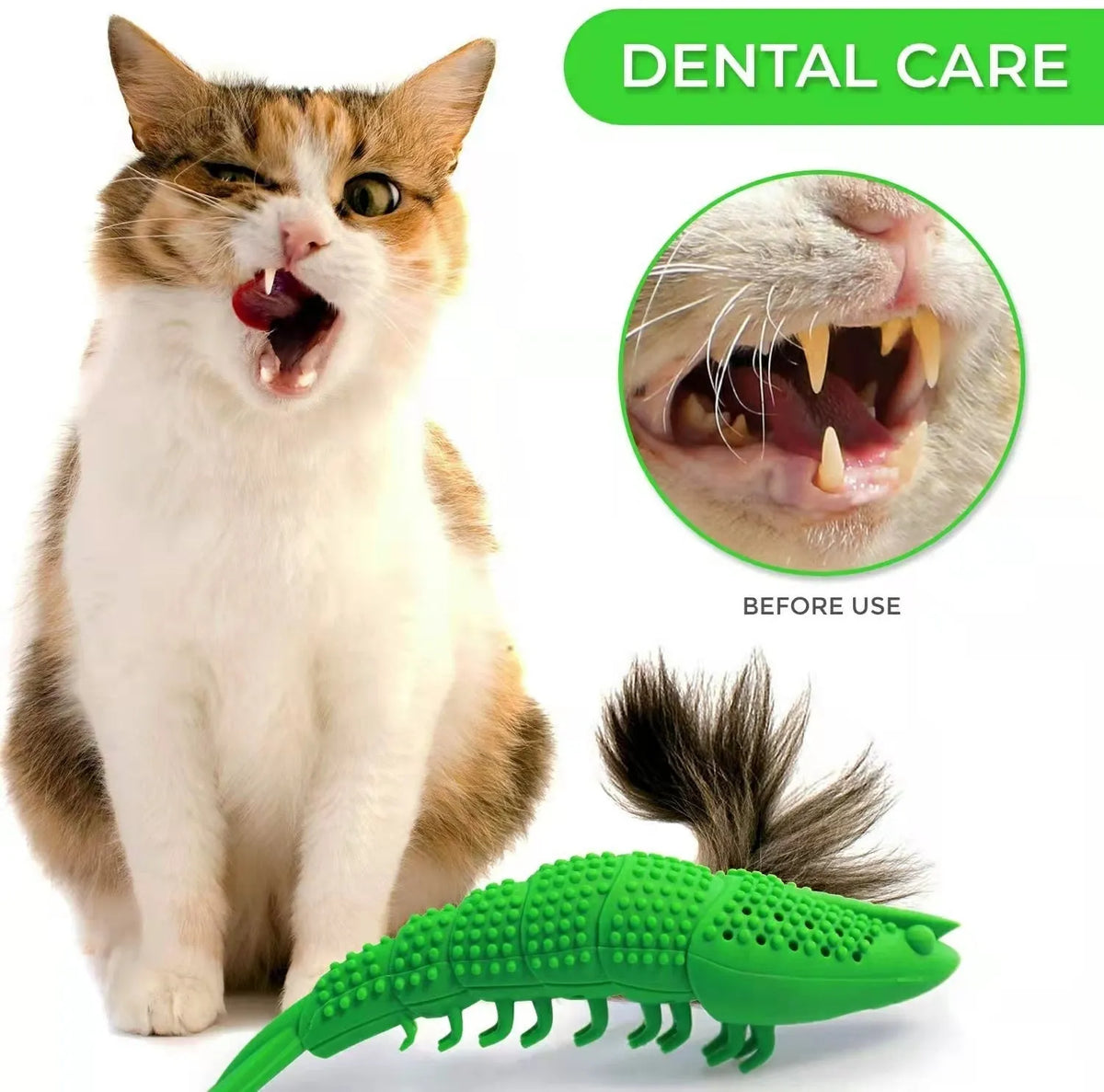 Blue hard rubber catnip toy with dental cleaning texture and bell inside