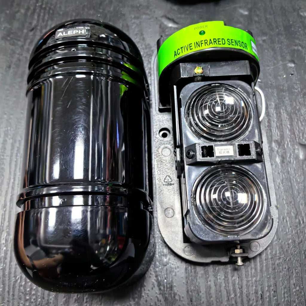 Black infrared anti-theft alarm detector with 150 metre range for warehouse and villa security