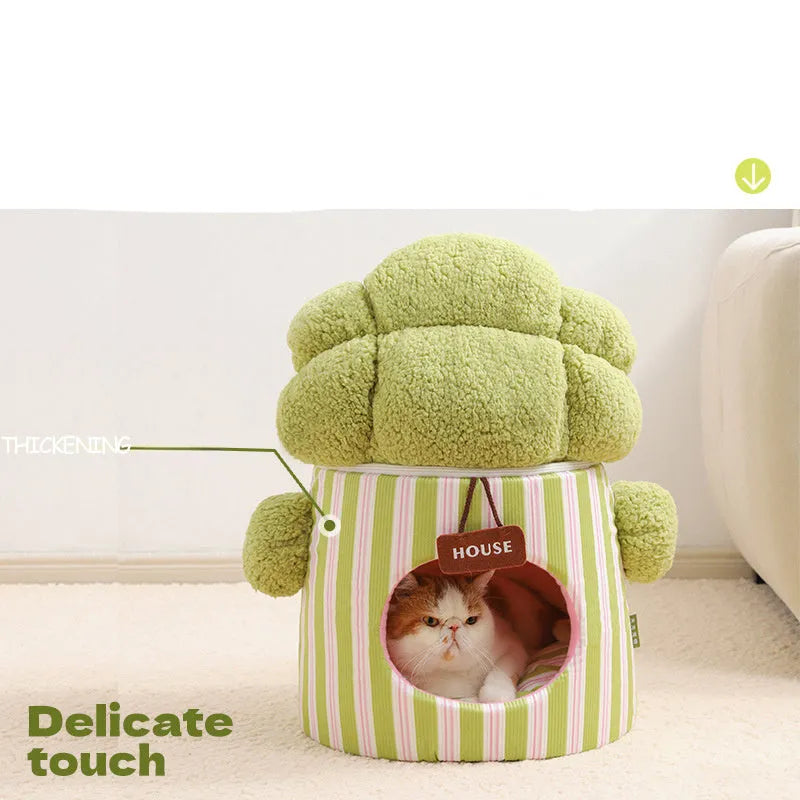 Green cauliflower-shaped tree hole nest pet house for small dogs and cats indoors