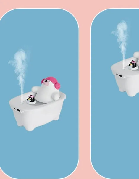White creative air humidifier with 550ml tank and USB cable for home and office use