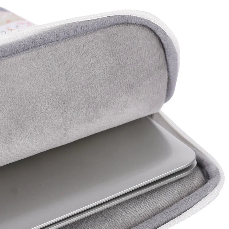White waterproof PU leather laptop inner bag for 14 inch computers with anti-seismic protection