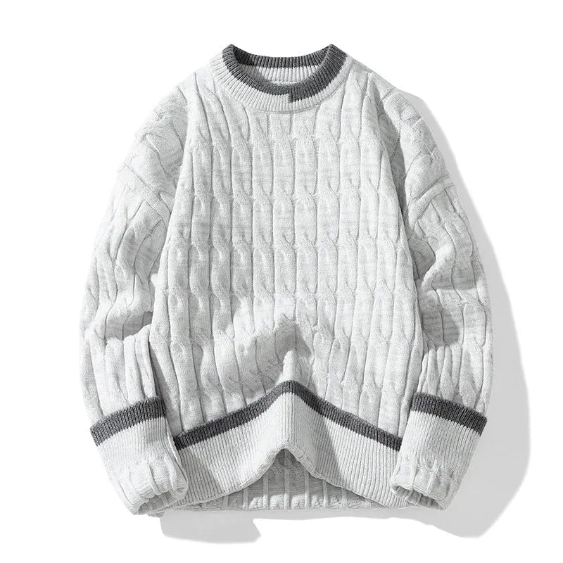 Men's loose fit two-piece modal sweater set in light blue for autumn winter