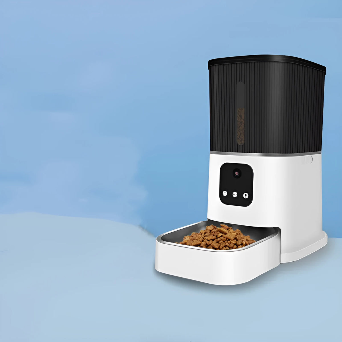 3L automatic pet feeder with voice and video, ABS and 304 stainless steel, black or white, for cats and dogs