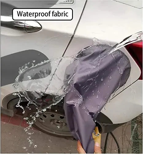 Waterproof cover for electric vehicle charging port with drawstring closure