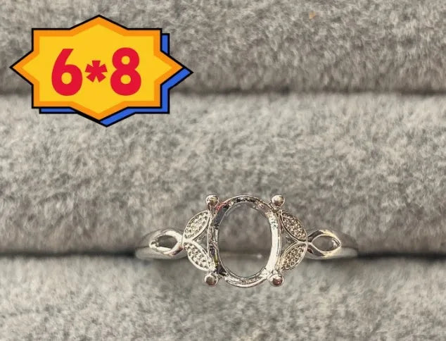 Oval copper open mouth ring with five-pointed star design for 6x8mm stone.