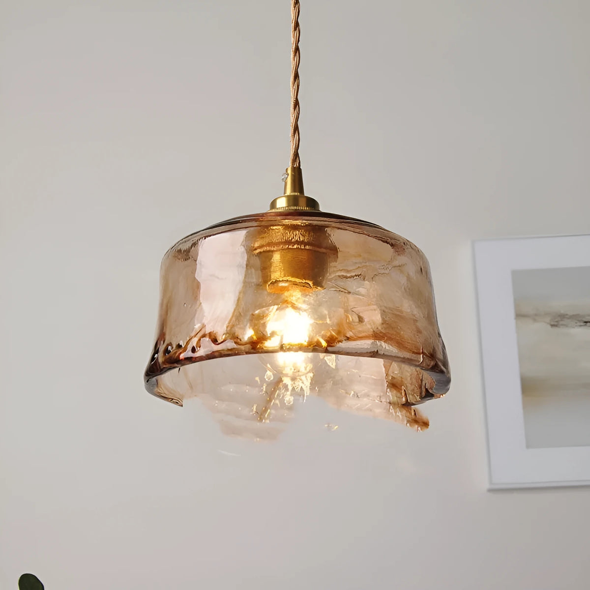 Nordic retro style brass and glass pendant chandelier for restaurant ceiling lighting