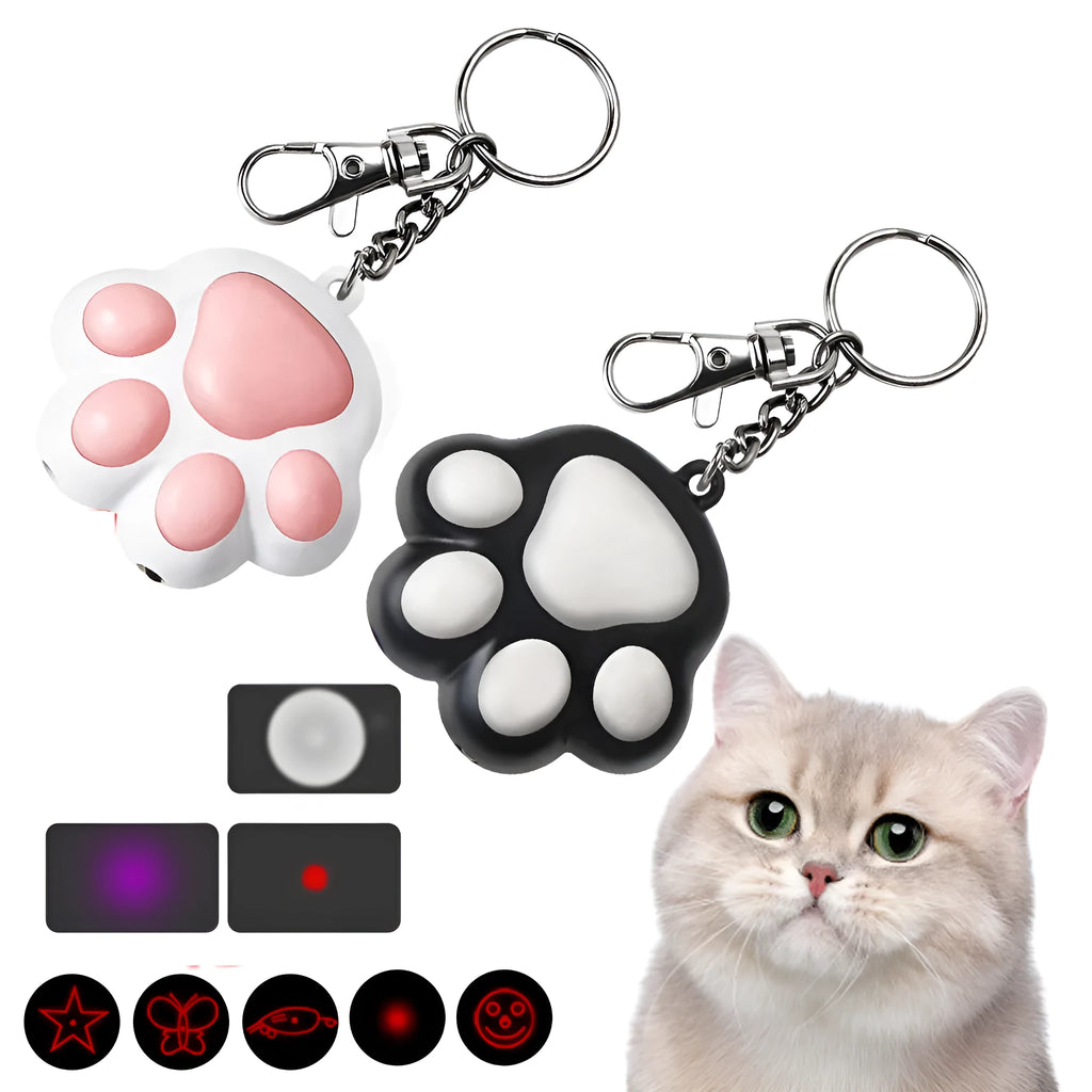 Plastic infrared teaser cat toy keychain with USB charging in black or pink
