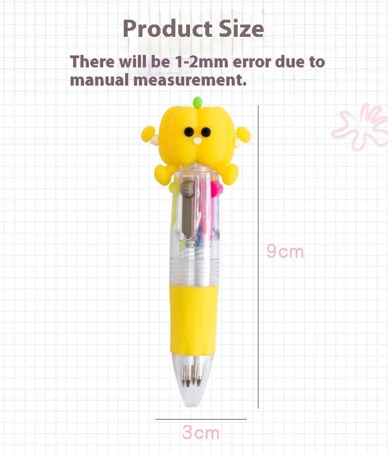 Four-colour press ballpoint pen with themed design and 0.7mm bullet tip