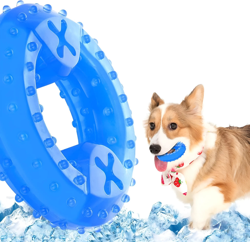 Freezable pet teether cooling chew toy for dogs in bones and circles shapes
