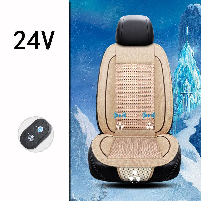 Black car ventilation seat cushion with air circulation system measuring 60x60cm