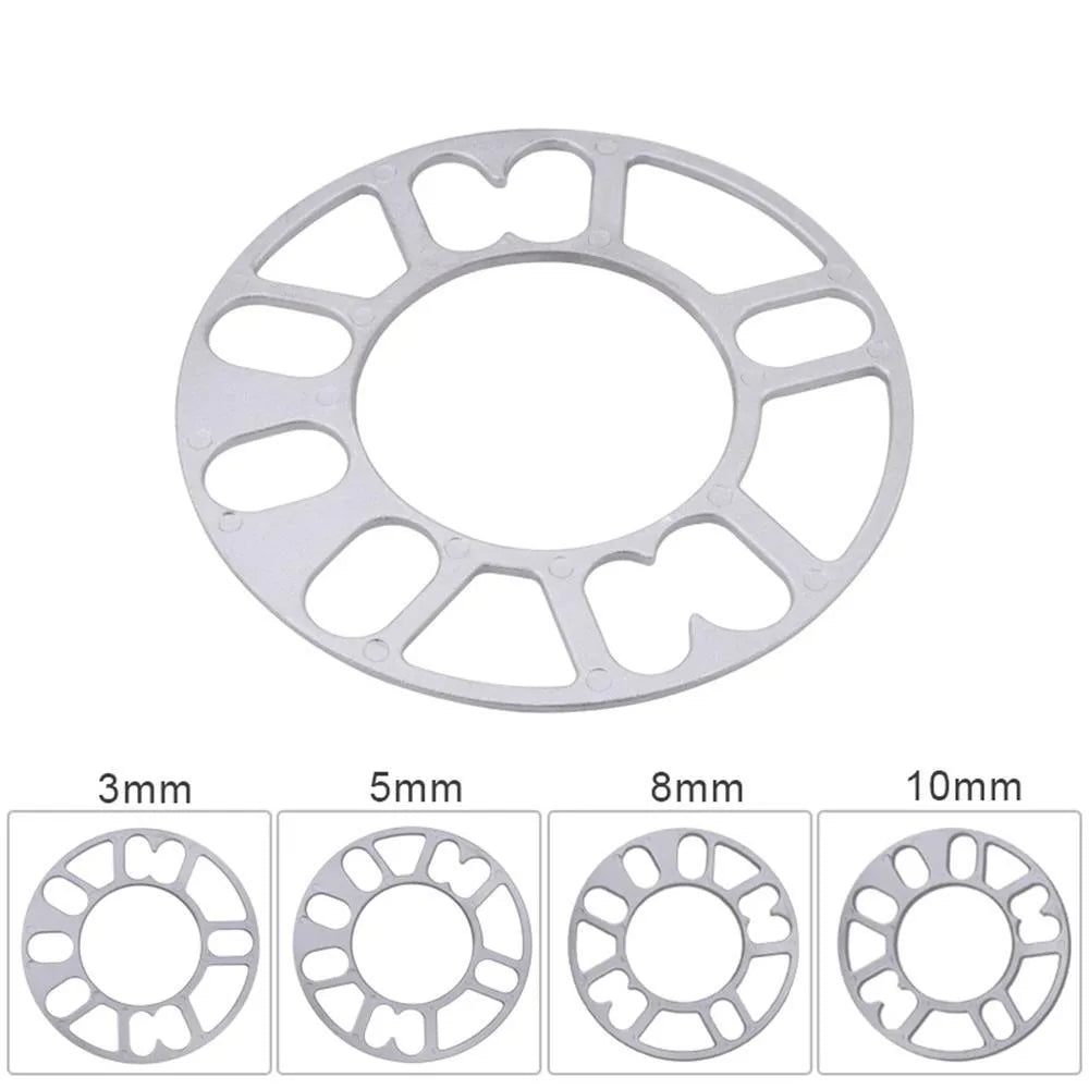 Hub-centric wheel spacer gasket for car modification in thickness options of 3mm, 5mm, 6mm, 8mm, and 10mm.