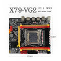 X79-VG2 desktop motherboard with LGA 2011 socket, PCIe 16X slot, DDR3 RAM slots, and multiple USB ports.