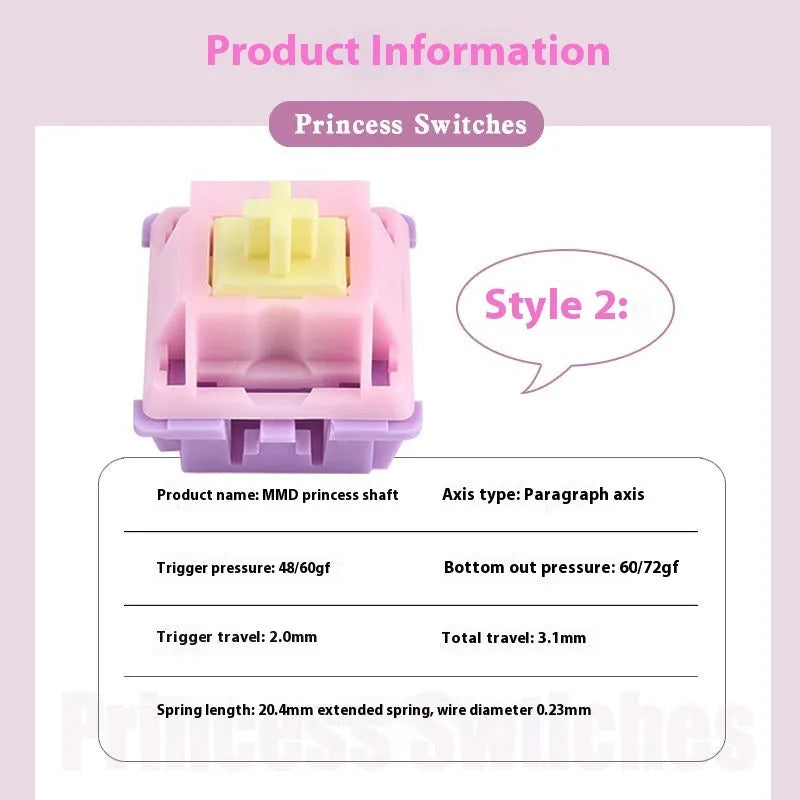 MMD Princess Shaft linear mechanical keyboard switch body with extended spring for custom keyboard builds