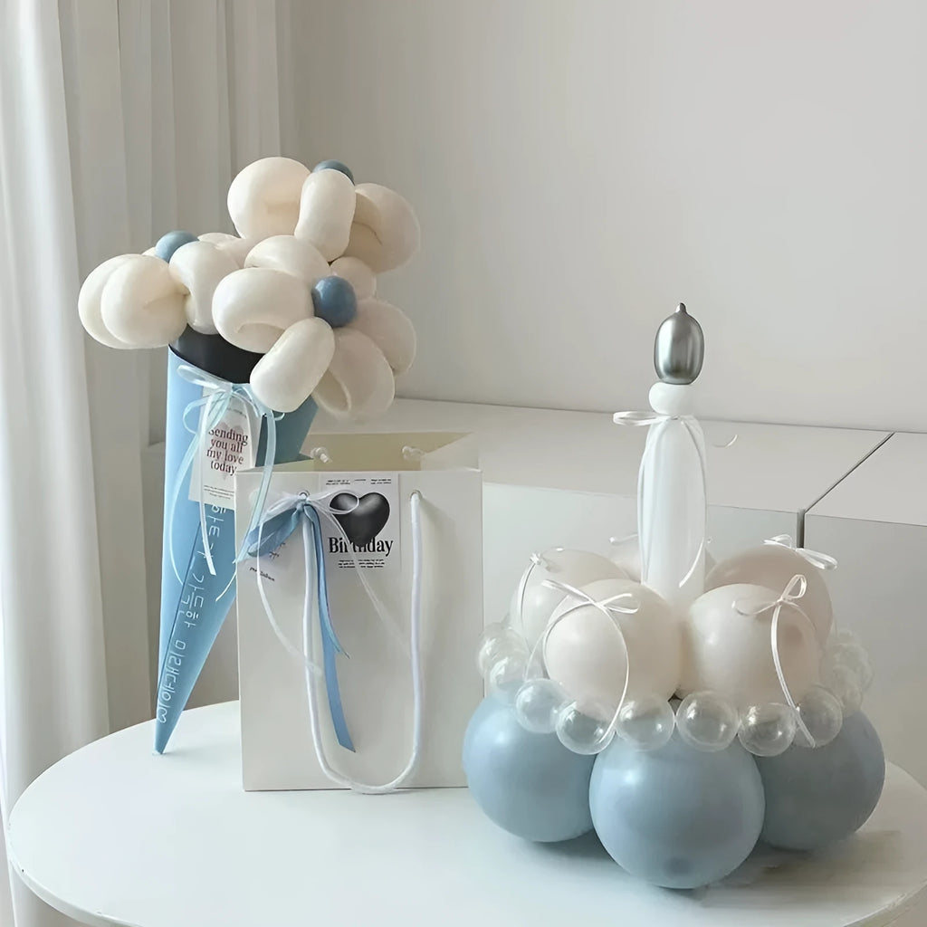 Finished balloon bouquet cake DIY material package with round cake-shaped balloon base for celebration decorations