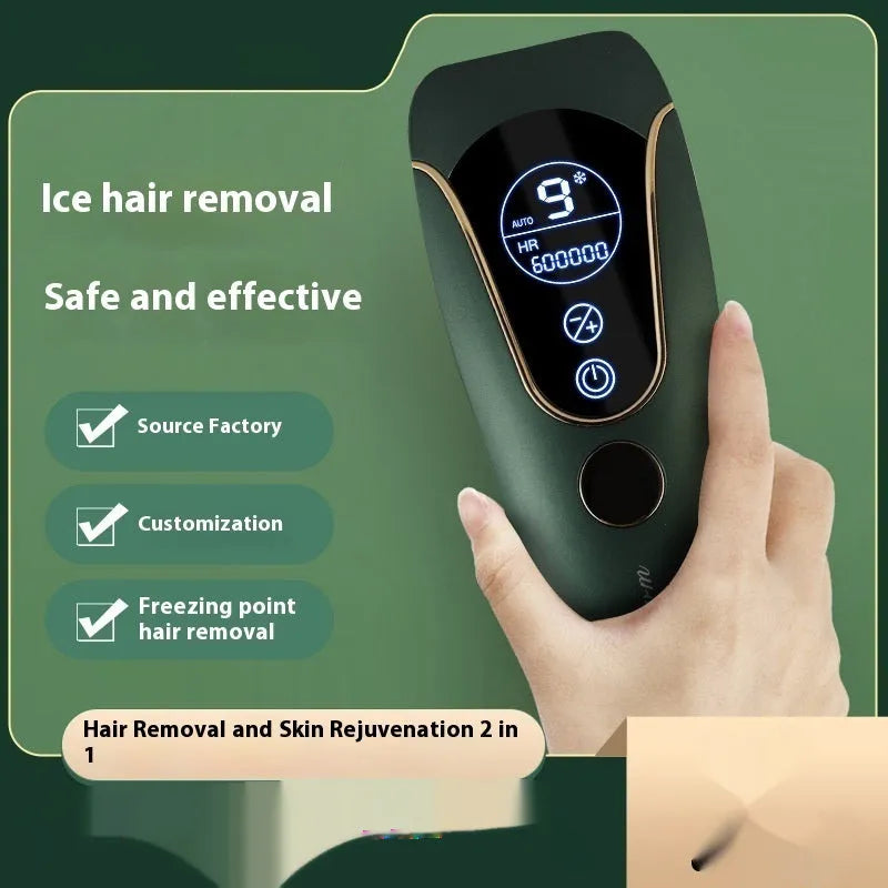Freezing point IPL hair removal device in white, green or pink colours for body face legs and private areas