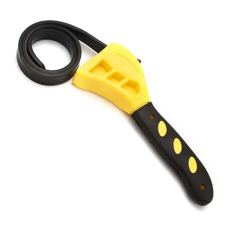 Adjustable rubber strap wrench set showing 6-inch and 8-inch filter wrenches with plastic rubber construction
