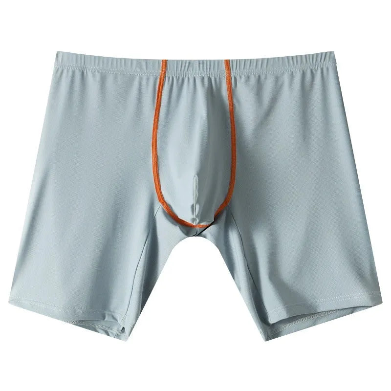 Men's ice silk nylon boxer shorts, mid-waist U-convex quick-drying trunks, black, white, light green, dark blue, sky blue