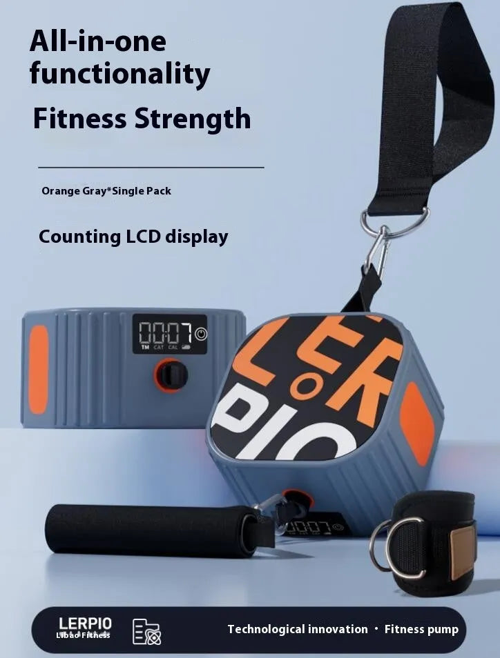 Intelligent adjustable resistance training tensioner with 2-20kg range in blue-grey colour