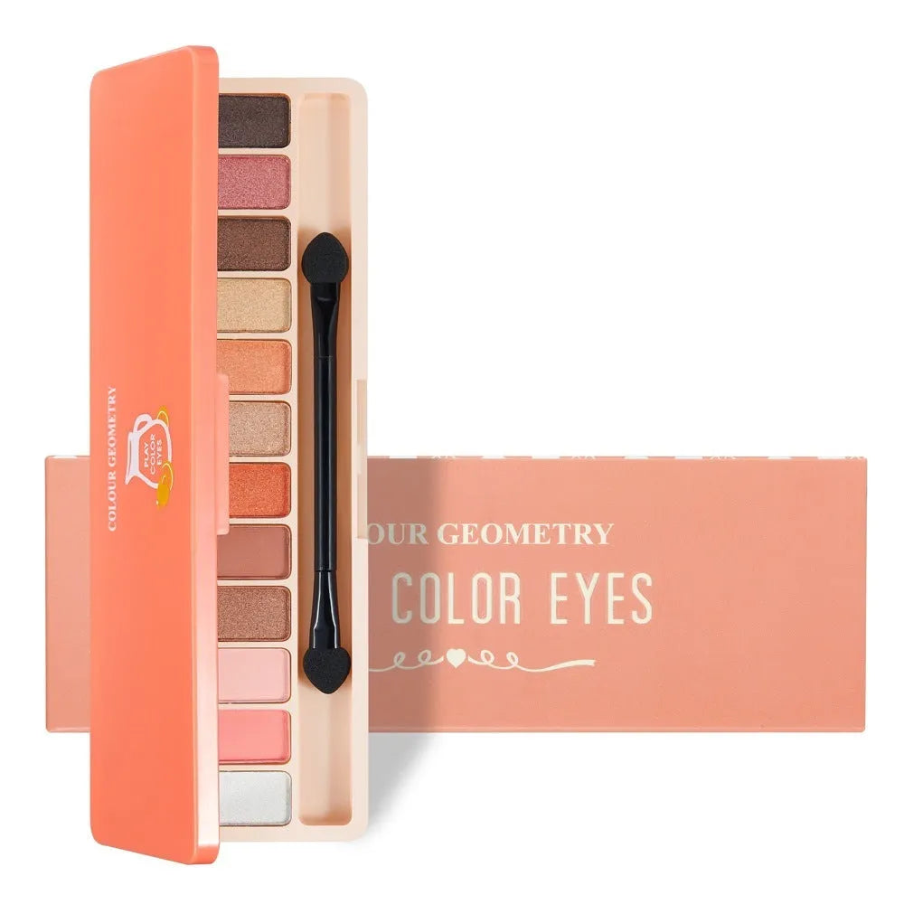 12-colour eyeshadow palette in compact 15.2 x 5 x 11 cm case for beginner nude makeup