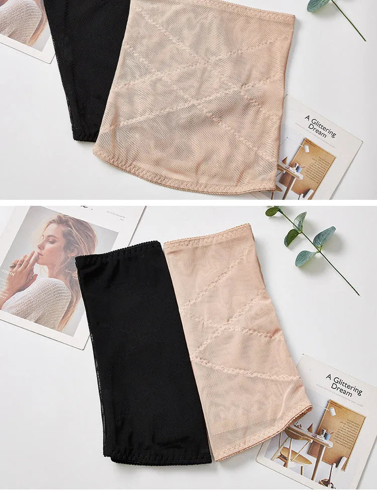 Mesh belly band body sculpting strap in black or skin colour for postpartum waist trimming