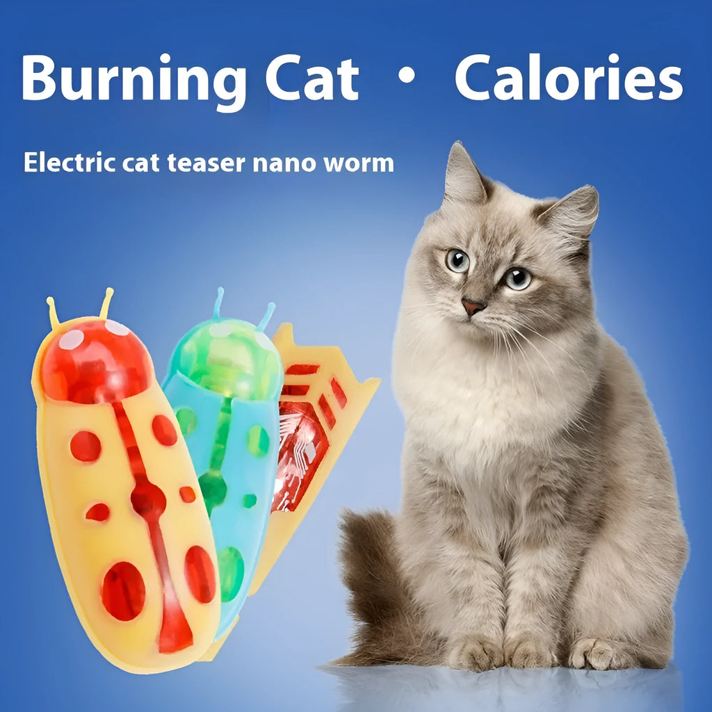 Electric toothbrush cat teaser toy with jumping insects design in ladybug and iron cow styles