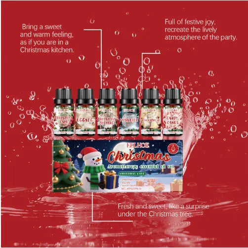 Christmas aromatherapy oil suit with six 60ml bottles containing warm home scent for oil diffusers
