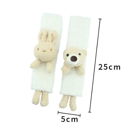 Cartoon plush car seatbelt shoulder protector in lamb wool with Rabbit and Bear designs
