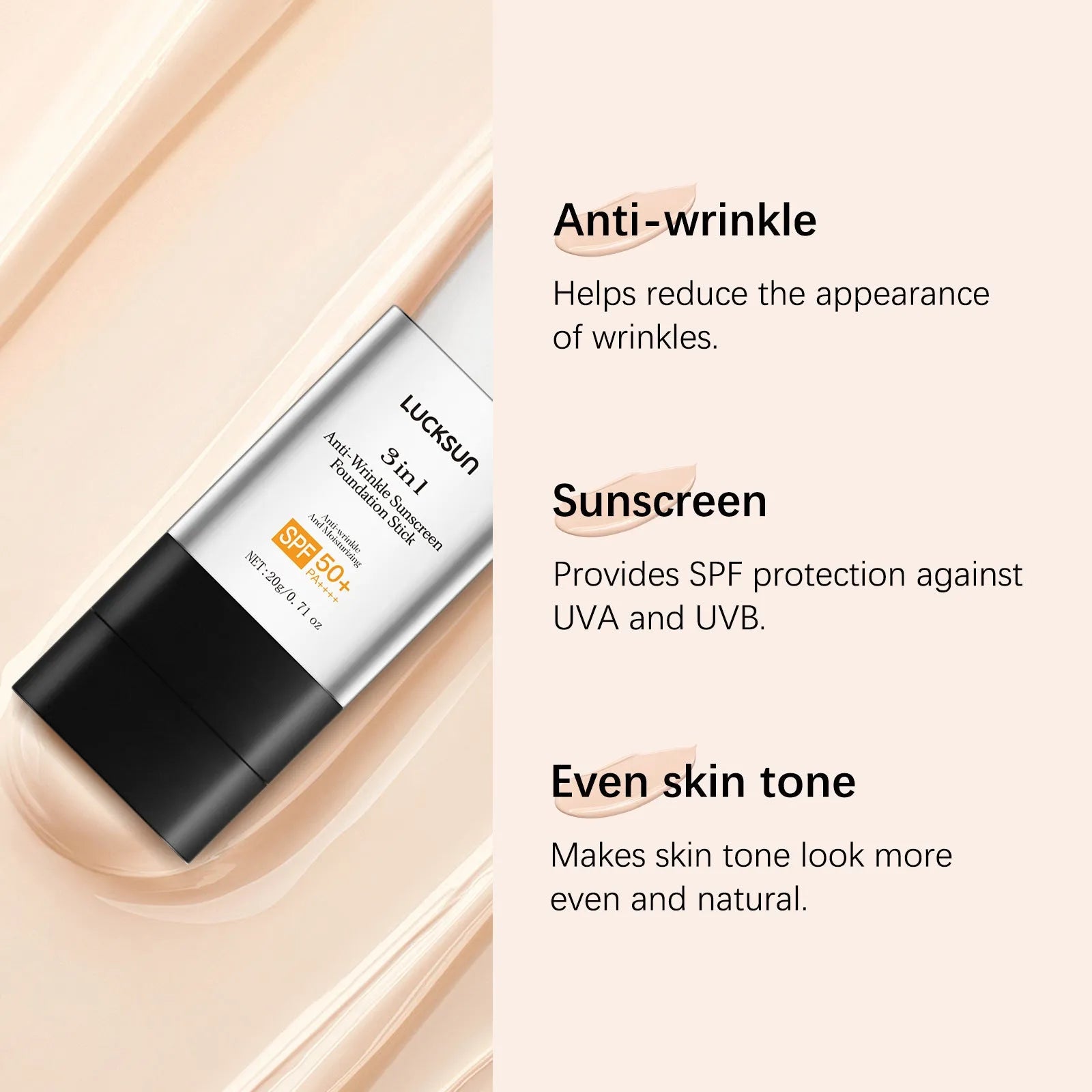 Three-in-one liquid foundation cream 20g with waterproof concealer and UV protection in natural colour