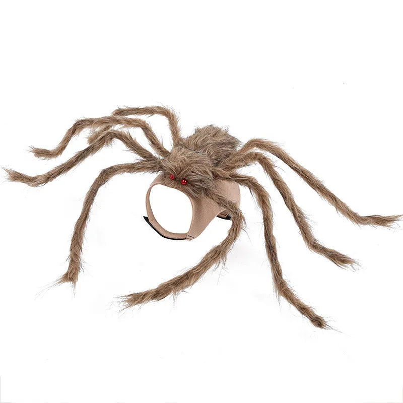 Halloween spider costume for a dog or cat on a grey background