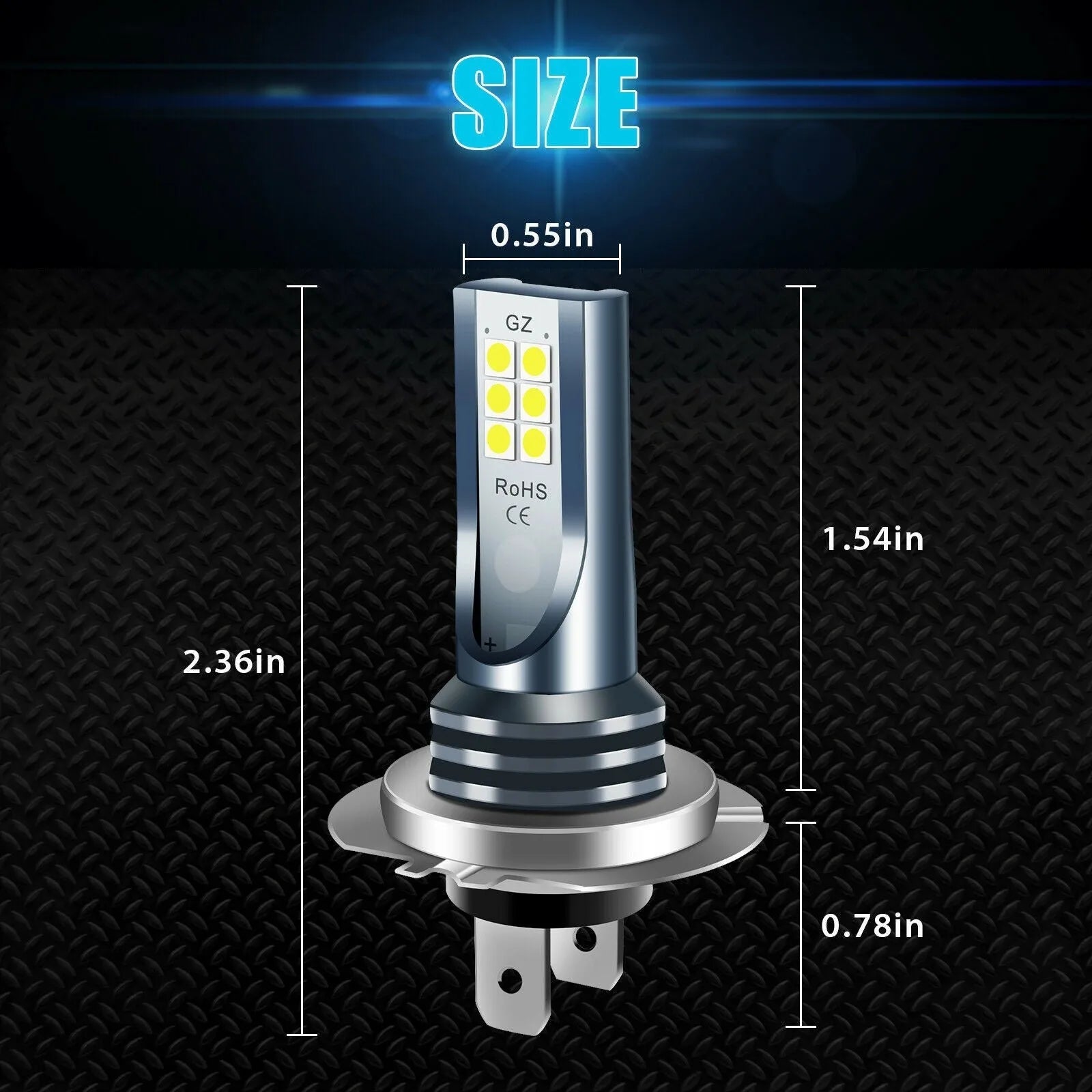 12 SMD LED car fog light bulb with aluminium housing, compatible with H7 9005 H11 formats