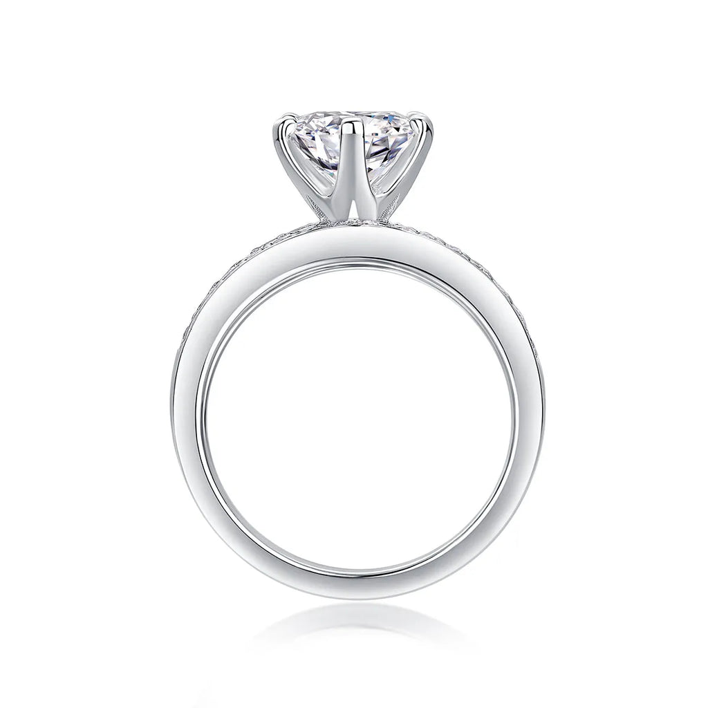 2 carat moissanite wedding ring set in S925 silver with platinum plating, sizes 5 to 9, gift box