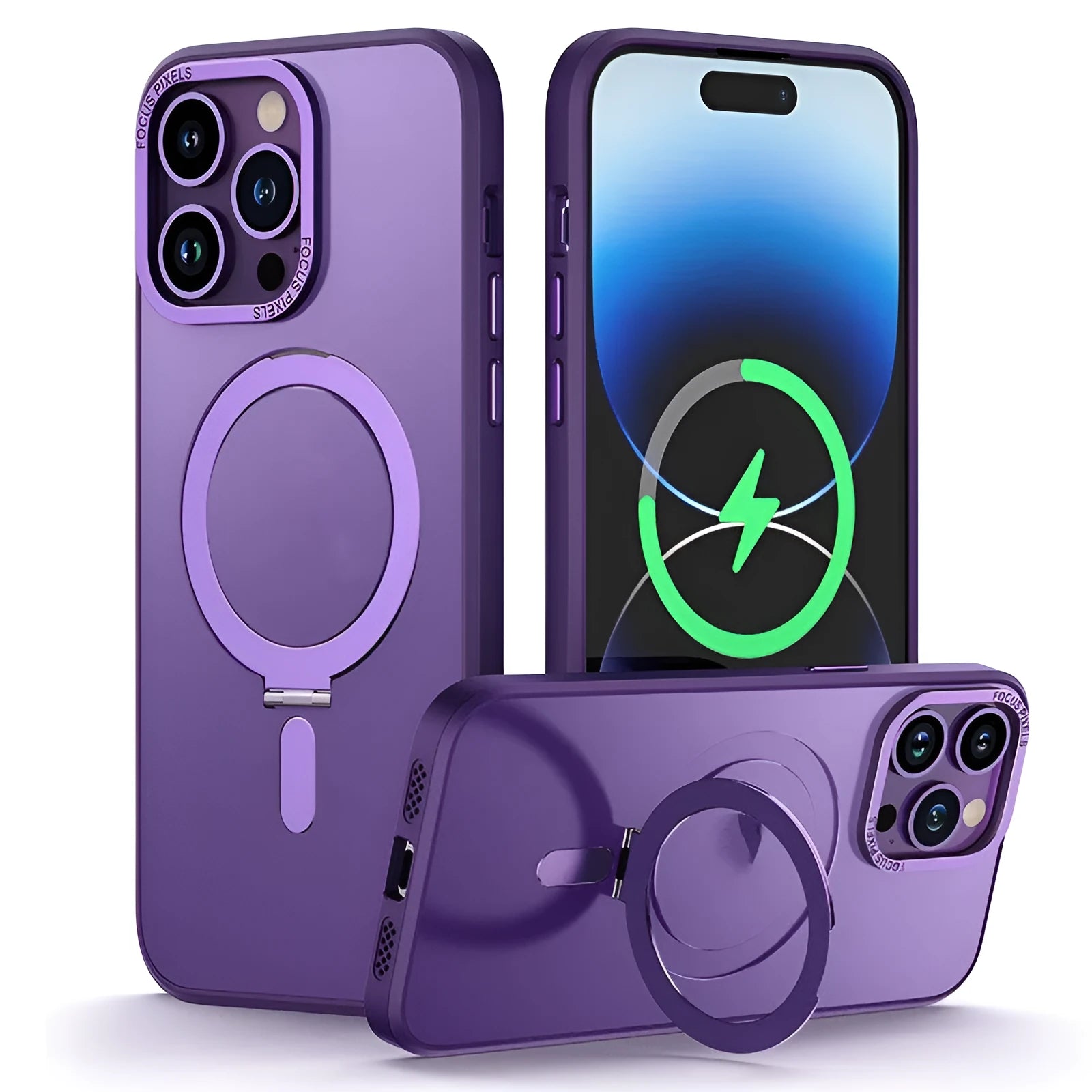 Magnetic phone case with invisible stand for iPhone 14 Pro Max in purple