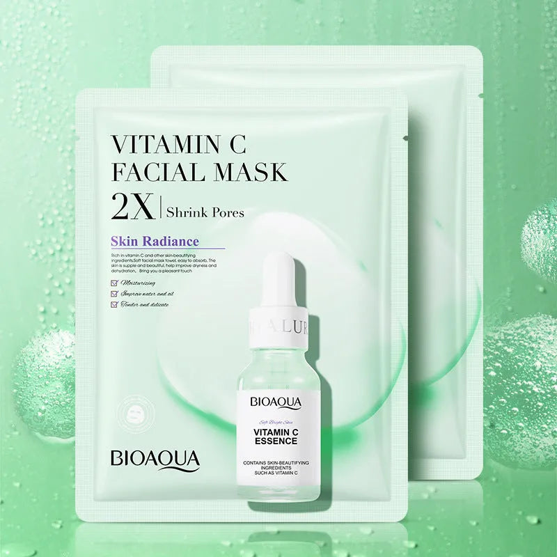 Collagen face mask sheet in sachet with 30g collagen, hyaluronic acid, vitamin C or Centella Asiatica formula