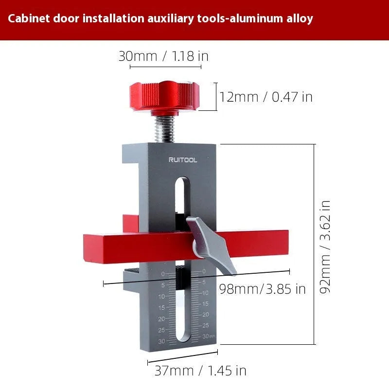 Aluminium alloy cabinet door installation aid tool for woodworking projects
