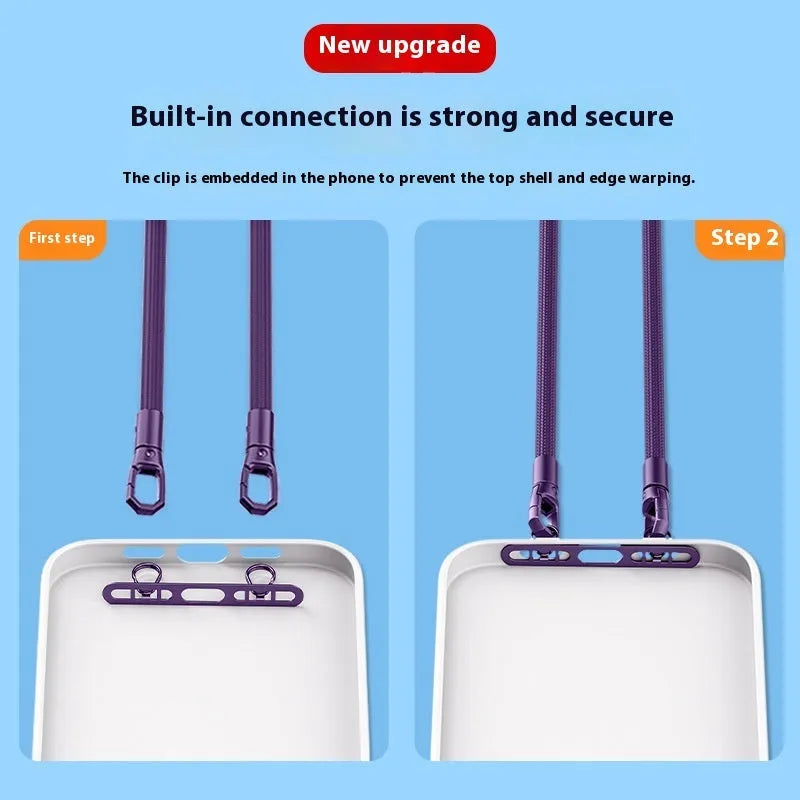 Mobile phone lanyard connector in metal with electroplated finish, side hanging clip and double buckle gasket.
