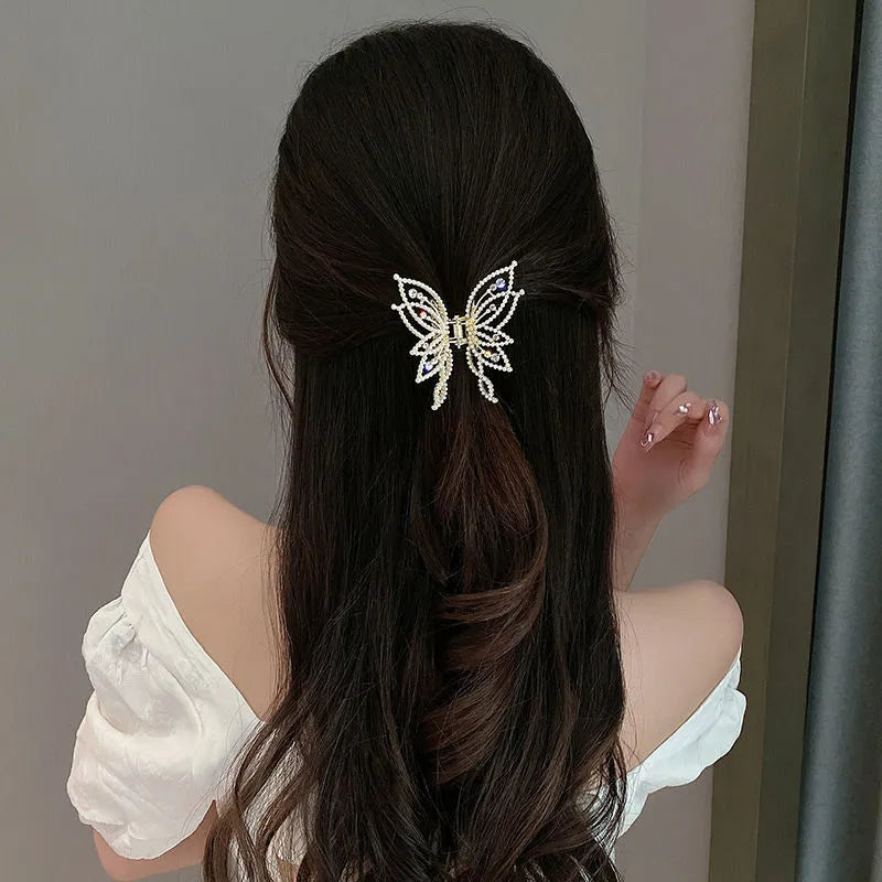 Butterfly hair clip barrette for women with electroplated alloy construction