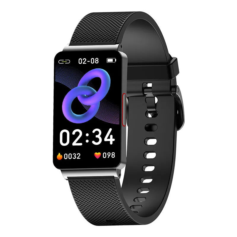 Blood Glucose EP08 Smart Bracelet with TPU strap and touch interface in black, gold, or silver