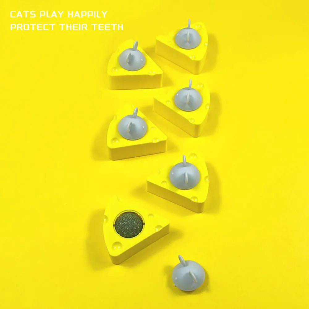 Yellow catnip toy balls for cat teeth cleaning with natural cheese flavour and silvervine