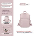 Women's nylon backpack in apricot colour with laptop compartment and organisational pockets